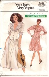7496 VOGUE SS-LS BUTTON TOP,  DIRNDL SKIRT LENGTHS PATTERN 12-16 uncut